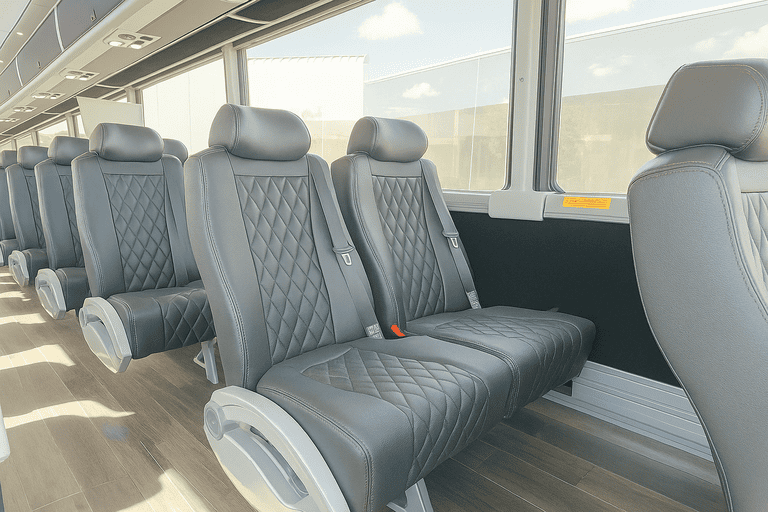 interior of Charlotte Coach Bus Service charter bus