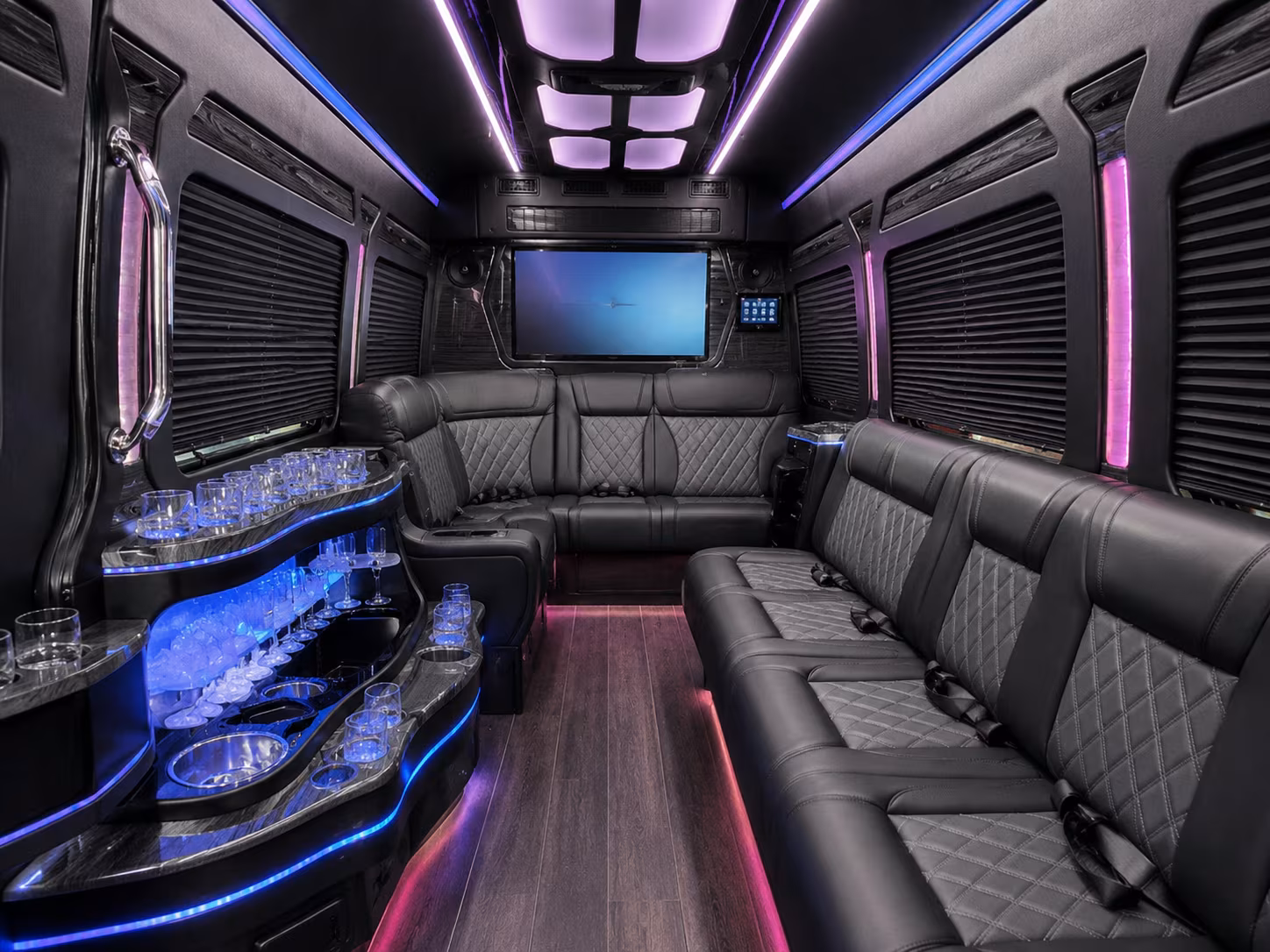 charlotte 30 passenger party bus interior